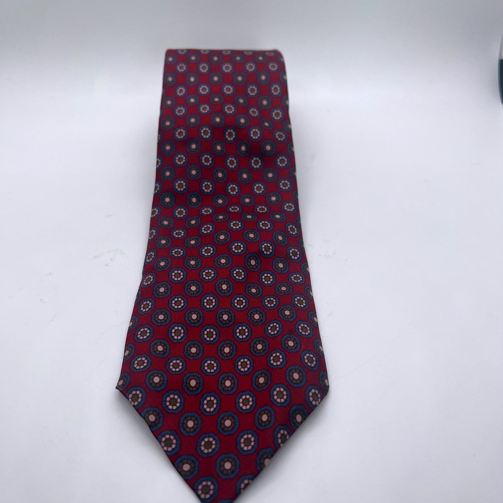 Christian Dior Cravates Silk Tie Floral‎ Burgundy Pattern Designer Vintage Retro